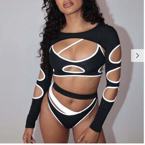 Reflective Cutout Top & Sleeve Rave Set